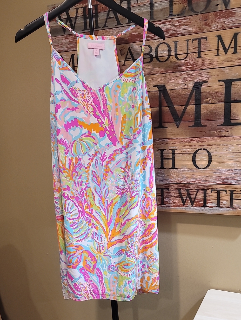 Lilly Pulitzer Multicolor Coral-Print Slip Dress — Pink, Orange, Blue & Yellow